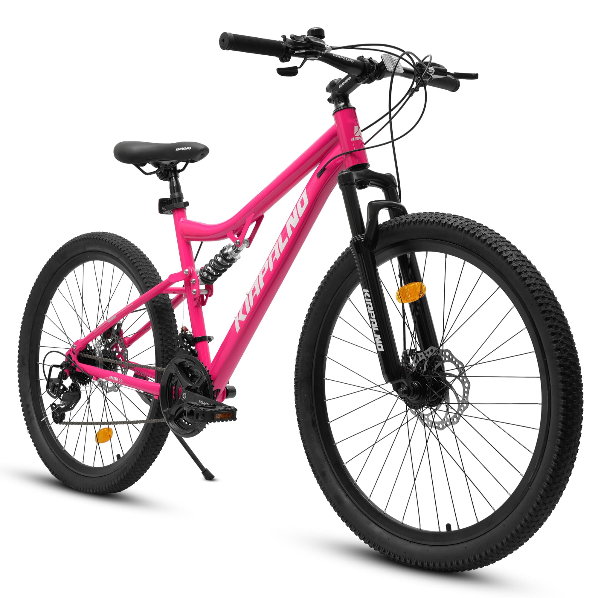 Mountain Bike 24 26 27.5 Inch, Dual Full Suspension Mens Womens Bike, 21 Speeds Dual Disc Brake Carbon Steel Bike, Boys Mens Mountain Bike for School Work Summer Camping, Birthday Gift Choice