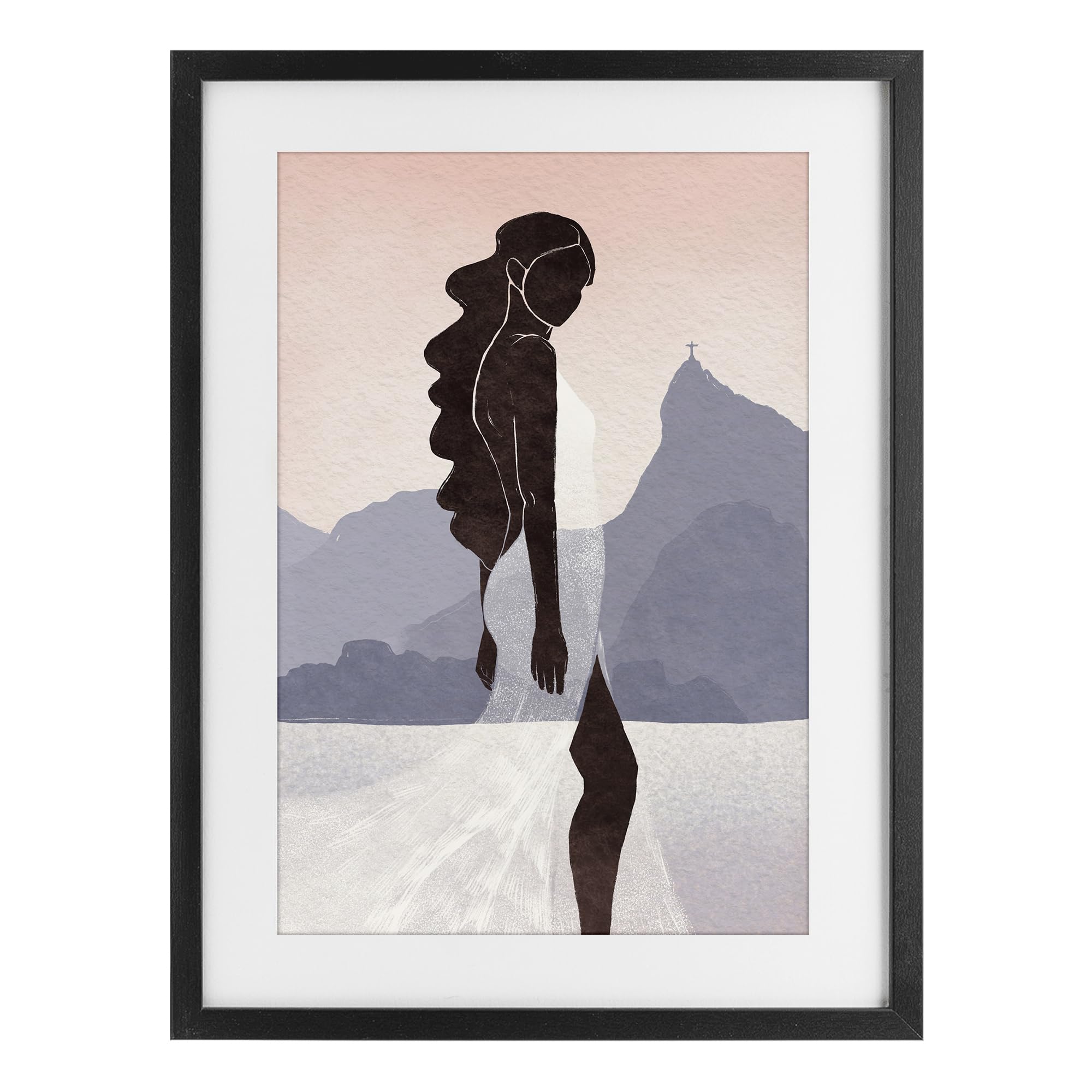 Stupell Industries 'Garota Silhouette Portrait', Framed Print Under Glass, Black, 14 x 20 Inches, Easy to Hang and Sturdy, Made in USA, by Yuyu Pont