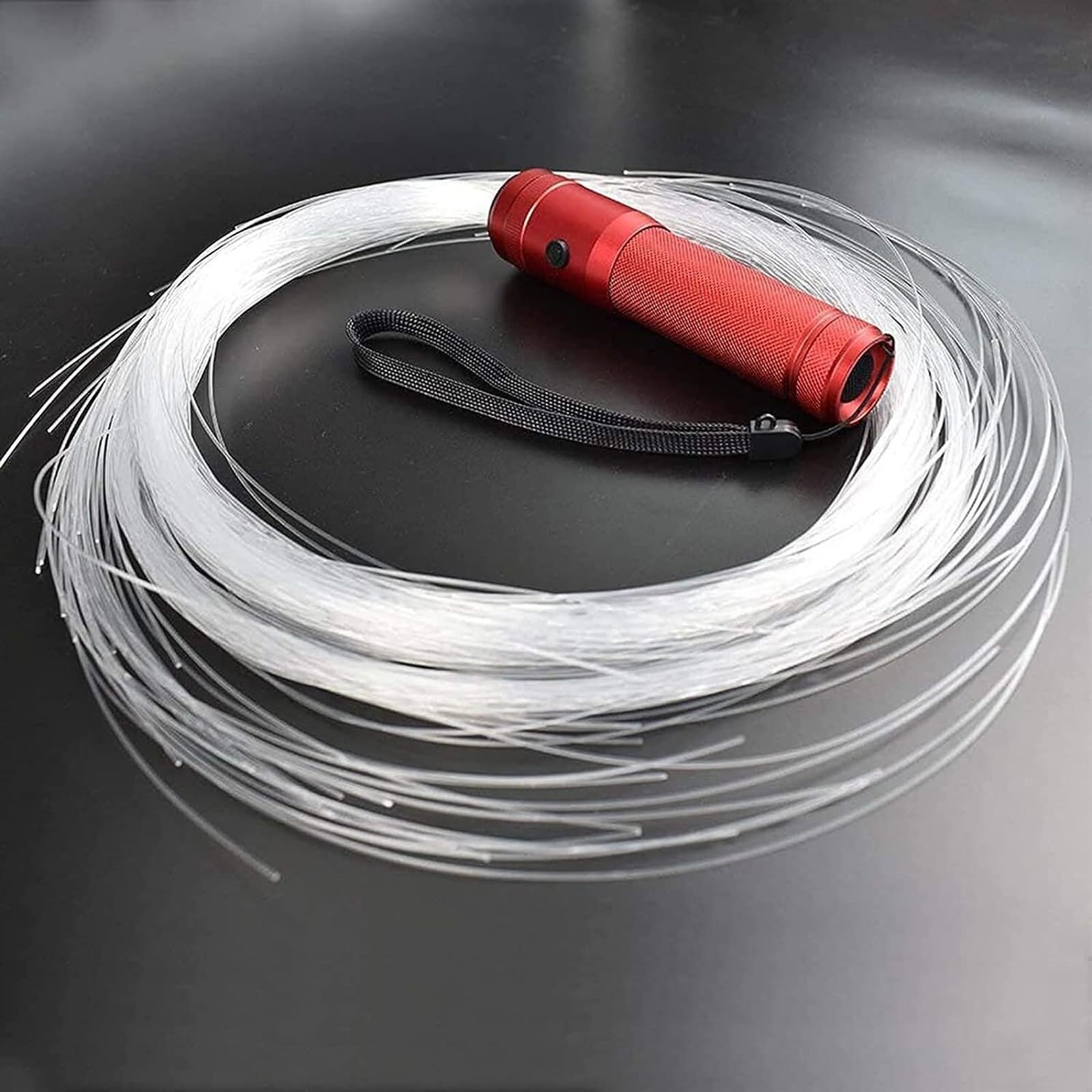 Bicchiere a Fibra Ottica Frusta da Ballo in Fibra Ottica a LED, Frusta in Fibra Flessibile da 6 Piedi, Giocattolo Frusta Girevole a 360°, Frusta Rave da Ballo Ricaricabile Tramite USB
