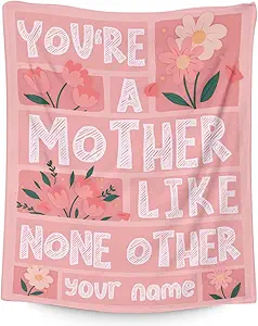 Personalized Mothers Day Blanket Gifts with Name - 60x80 Inches Soft Cozy Throw for Festivals Holidays - Pink Blankets for Mom