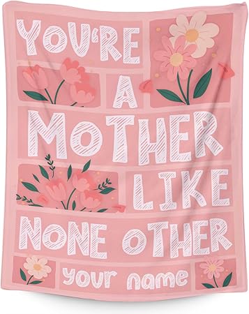 Personalized Mothers Day Blanket Gifts with Name - 60x80 Inches Soft Cozy Throw for Festivals Holidays - Pink Blankets for Mom