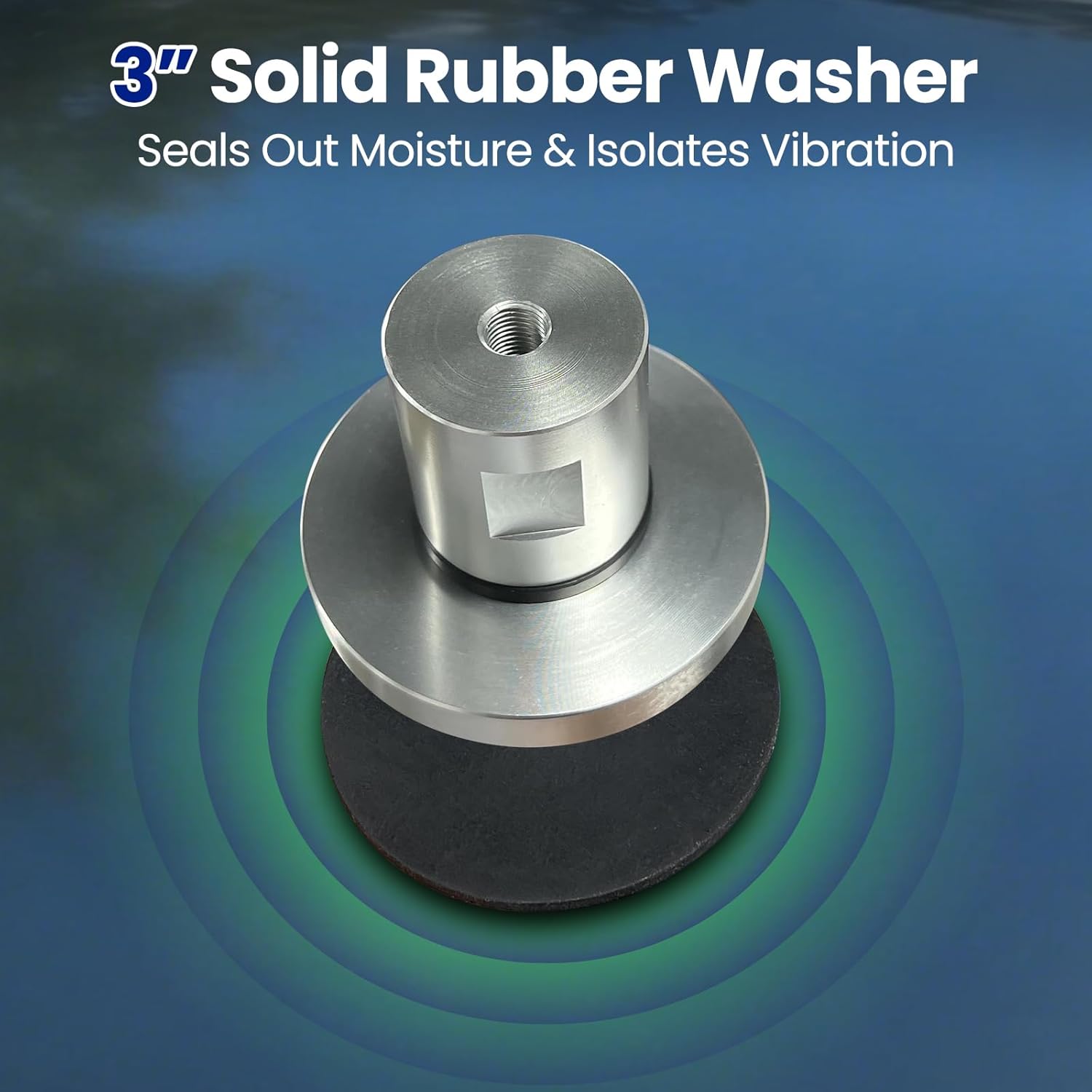 CB Antenna Puck Mount - 3 Inch Round 6061 Aluminum Base with Solid Rubber Washer & Grounding Screw for Truck RV Semi - 3/8-24 Thread, Easy Install 5/8" Hole