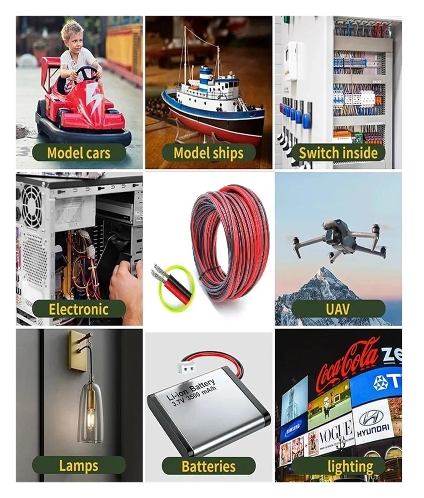 5/10/20 M 2-pinowy Kabel PVC 18AWG Miedziany Przewód Elektryczny Do Silnika Falownika Akumulatora Samochodowego