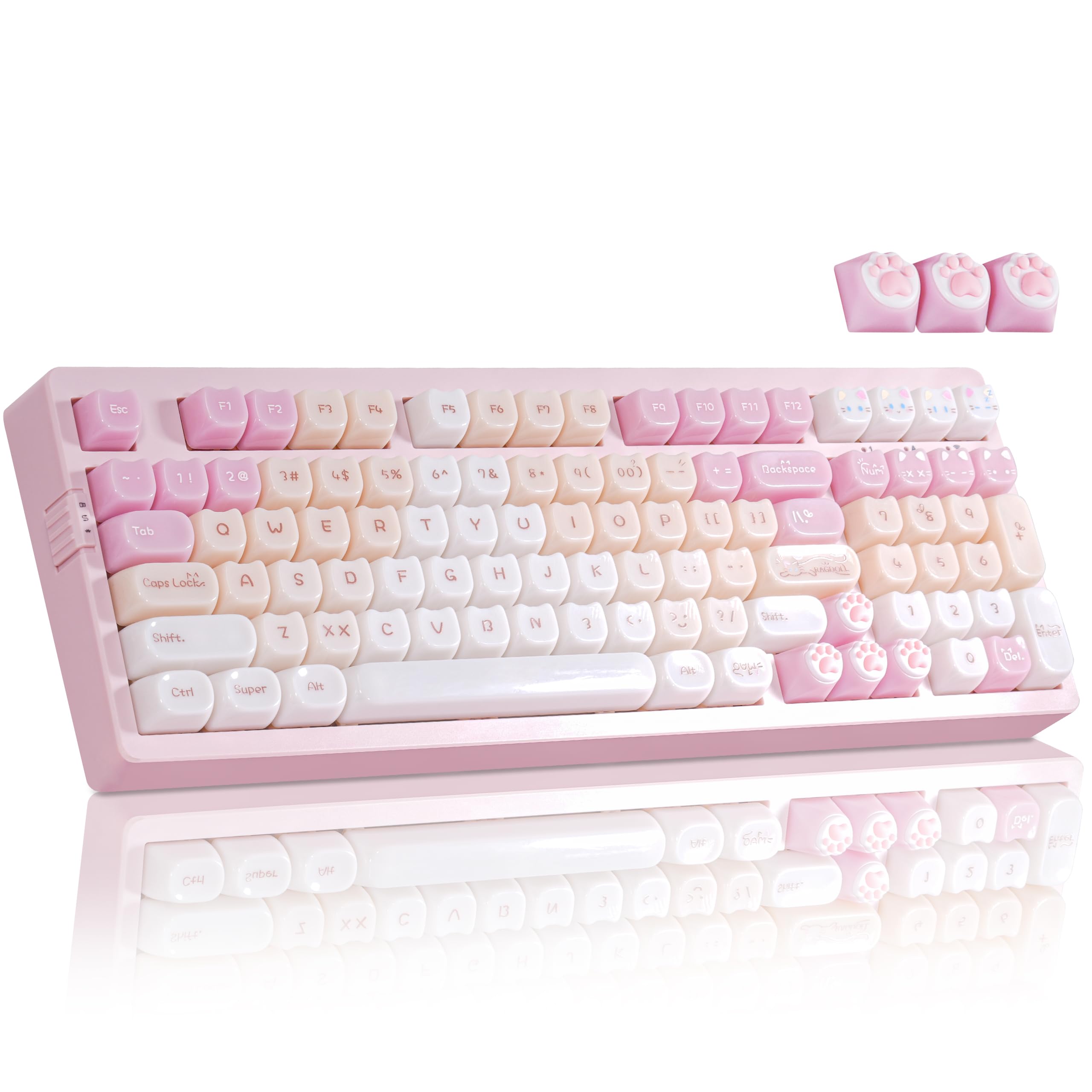 Amazon.com: ZORNHER ZH980 Pink Mechanical Keyboard,95% Cat