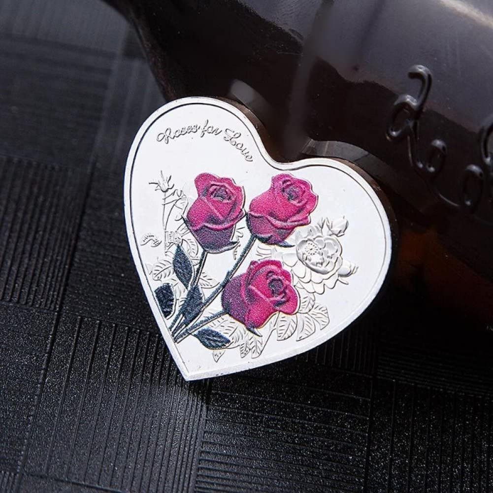 BAOK Herz-Münze Mit Rose – Liebes-Gedenkmünze, Valentinstagsgeschenk, Kunst-Sammelmünze