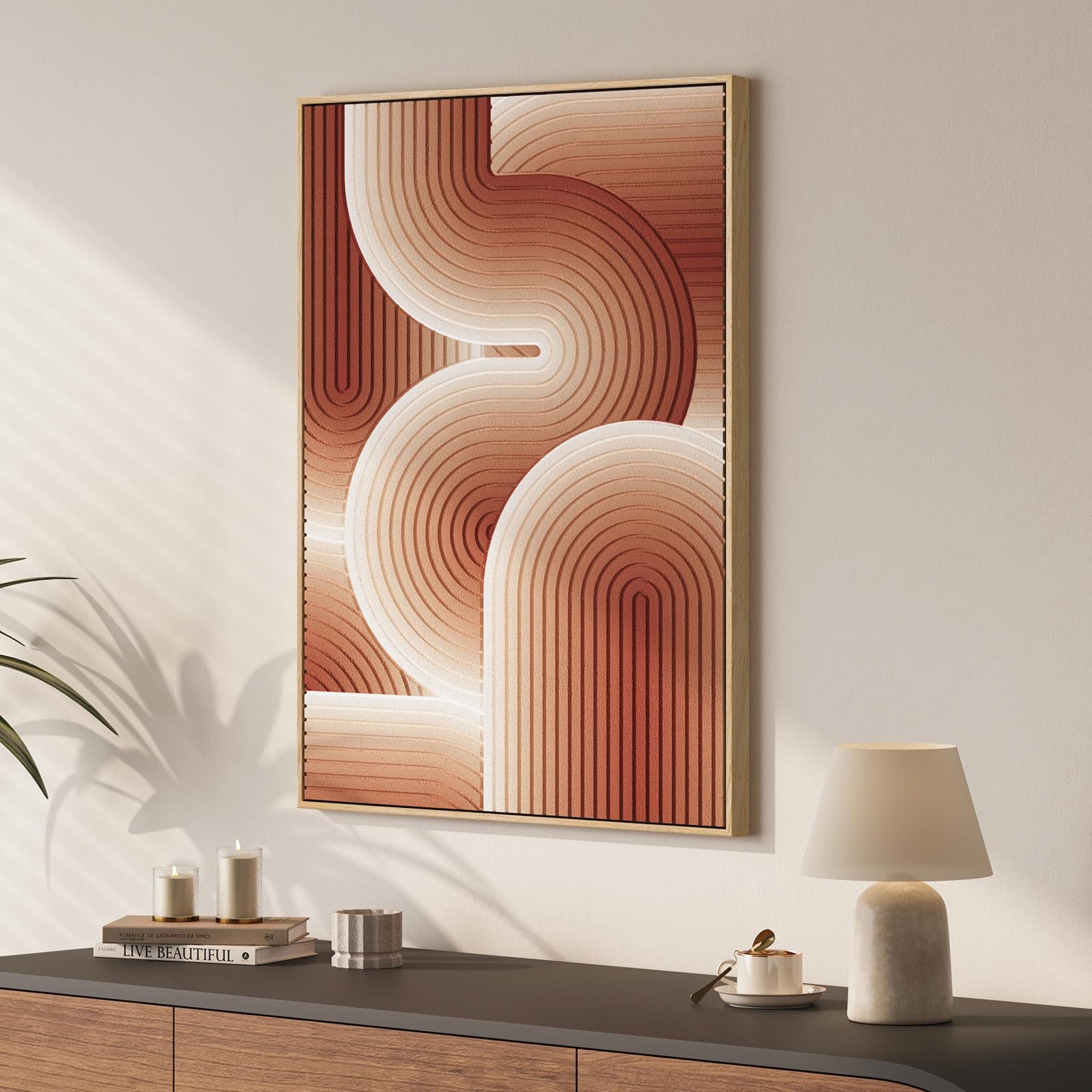 Large 3D Textured Framed Abstract Wall Art for Living Room, 3 Piece Modern Paintings Artwork for Walls, Black White Brown Geometric Sandstone Texture Pictures for Hallway Office Home Decor 24x36 In — view 28