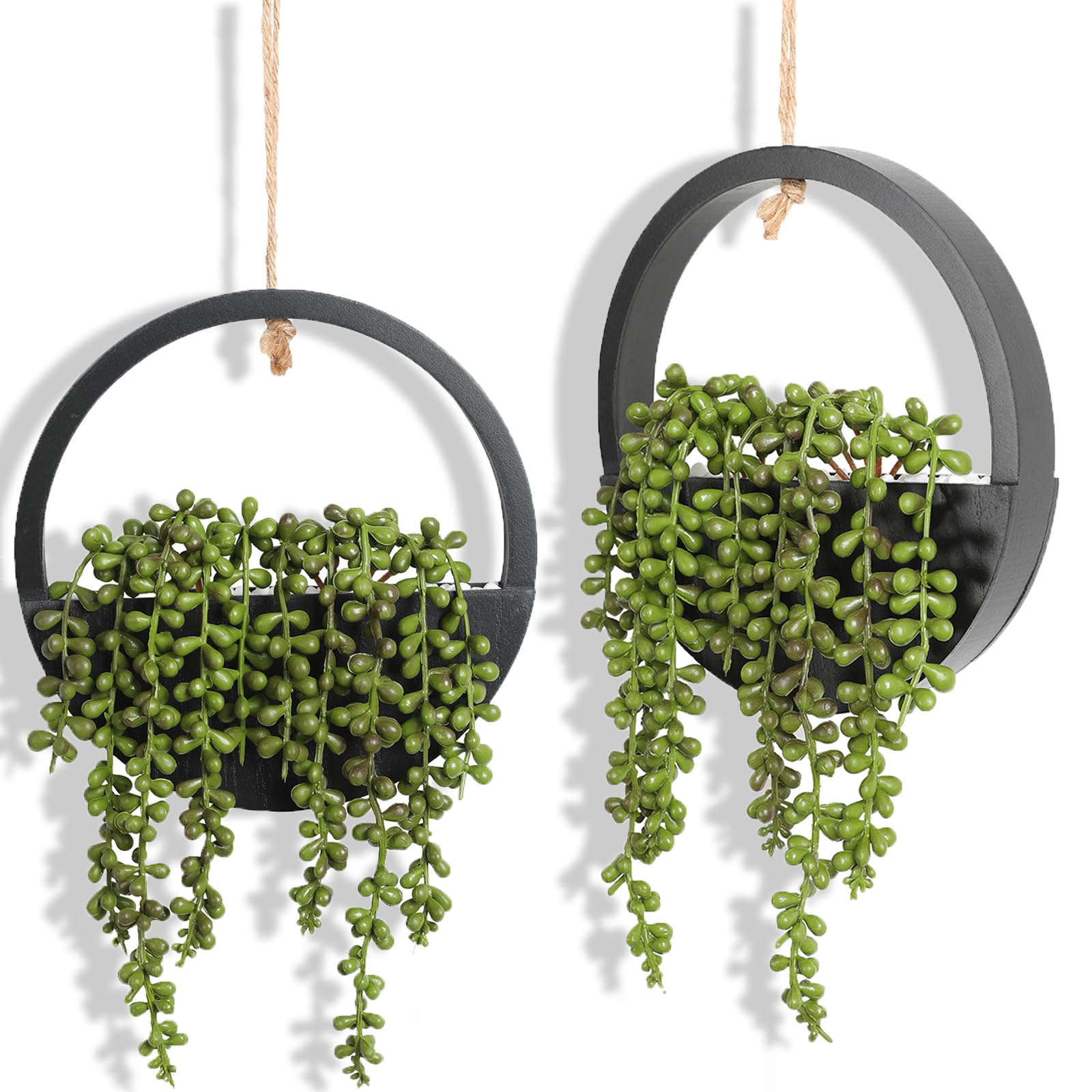 Hobyhoon 2 Pack Fake Plants Artificial Wall Hanging Plants