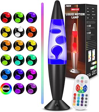Lavalampe mit Fernbedienung, 17 Farben - Moderne LED Lavalampe mit Auto-Farbwechsel & 8h Timer, 15m Reichweite - Ambiente Beleuchtung für Wohnzimmer, Kinderzimmer, Büro