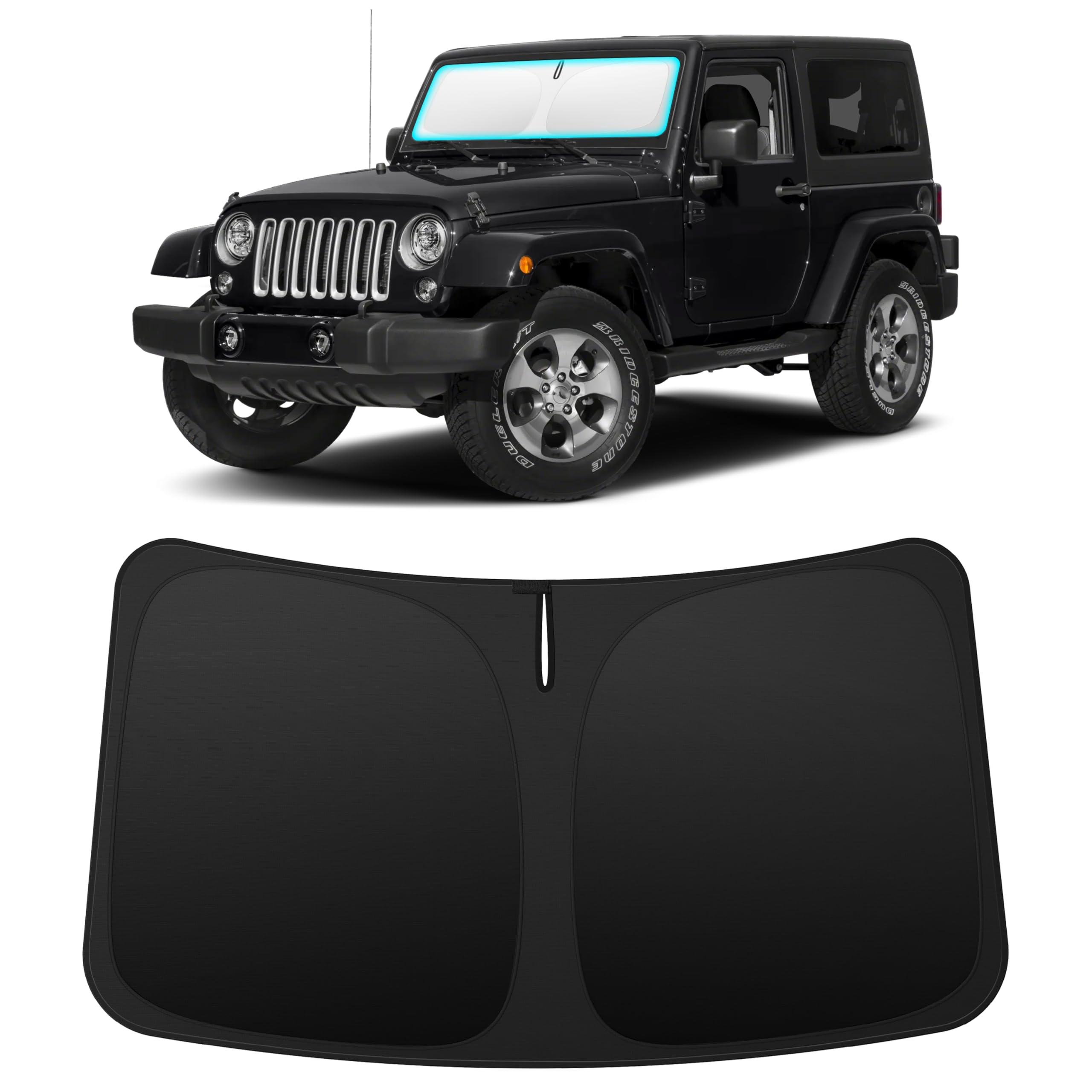 INSAUTO Custom Fit Windshield Sun Shade for Jeep Wrangler TJ JK 1997-2018