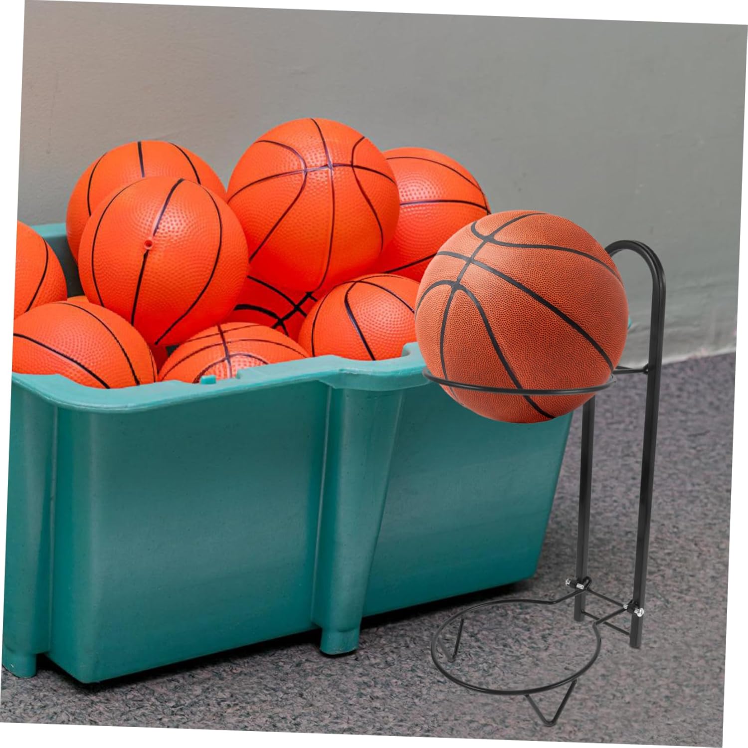 VANZACK Basketball Wall-Mounted Ball Holder Ball Rack Organizer Sports Equipment Storage Basketball Racks Black 2-Layer Easy Access