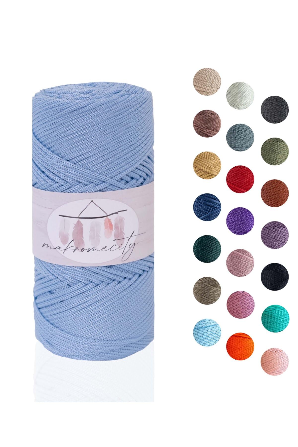 Macrame Yarn 2mm x 115m Premium Polyester Macrame Cord Polypropylene Yarn for Crafts Home Decorations Placemat Shoulder Bag Handbag Runner Pacifier Chain 20 Colors