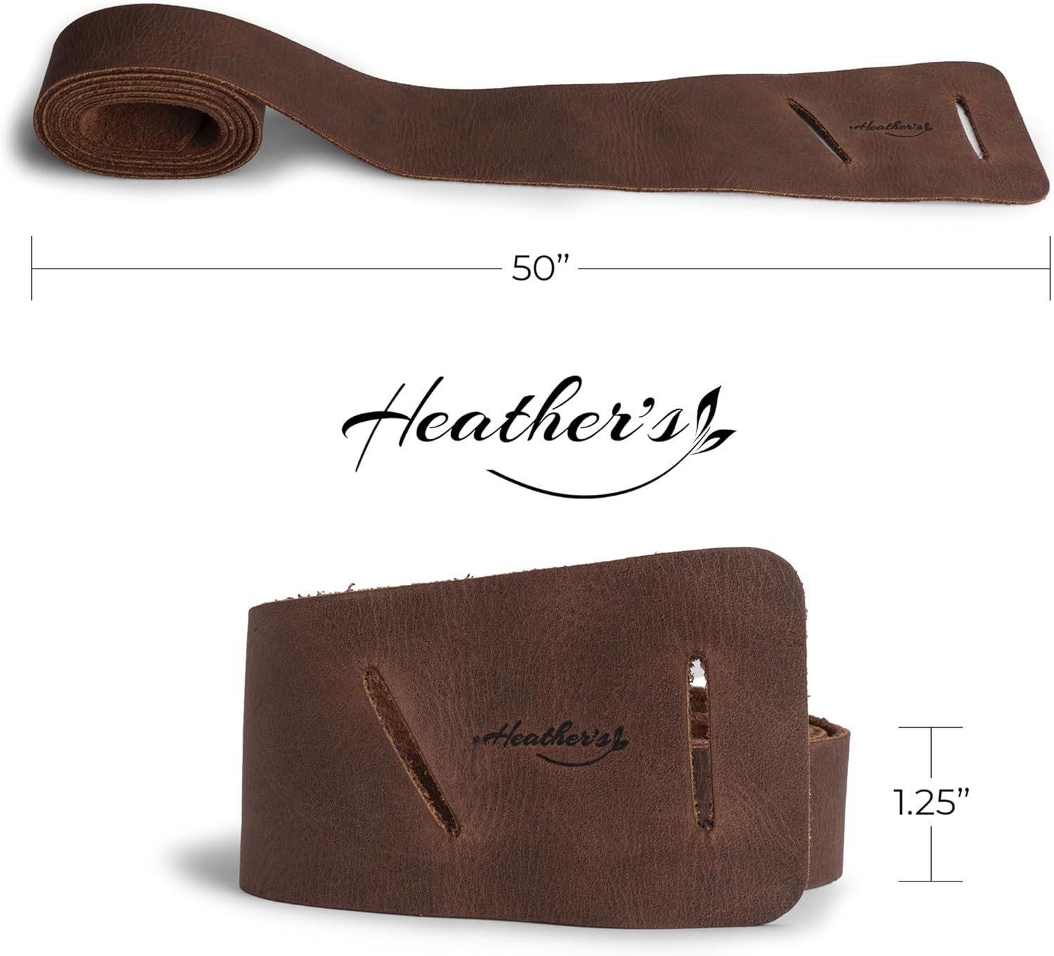 Heather's, Formal Belt for Women, No-Buckle Belt, Fashion Belly Accessory, Full Grain Leather, Handmade, Bourbon Brown