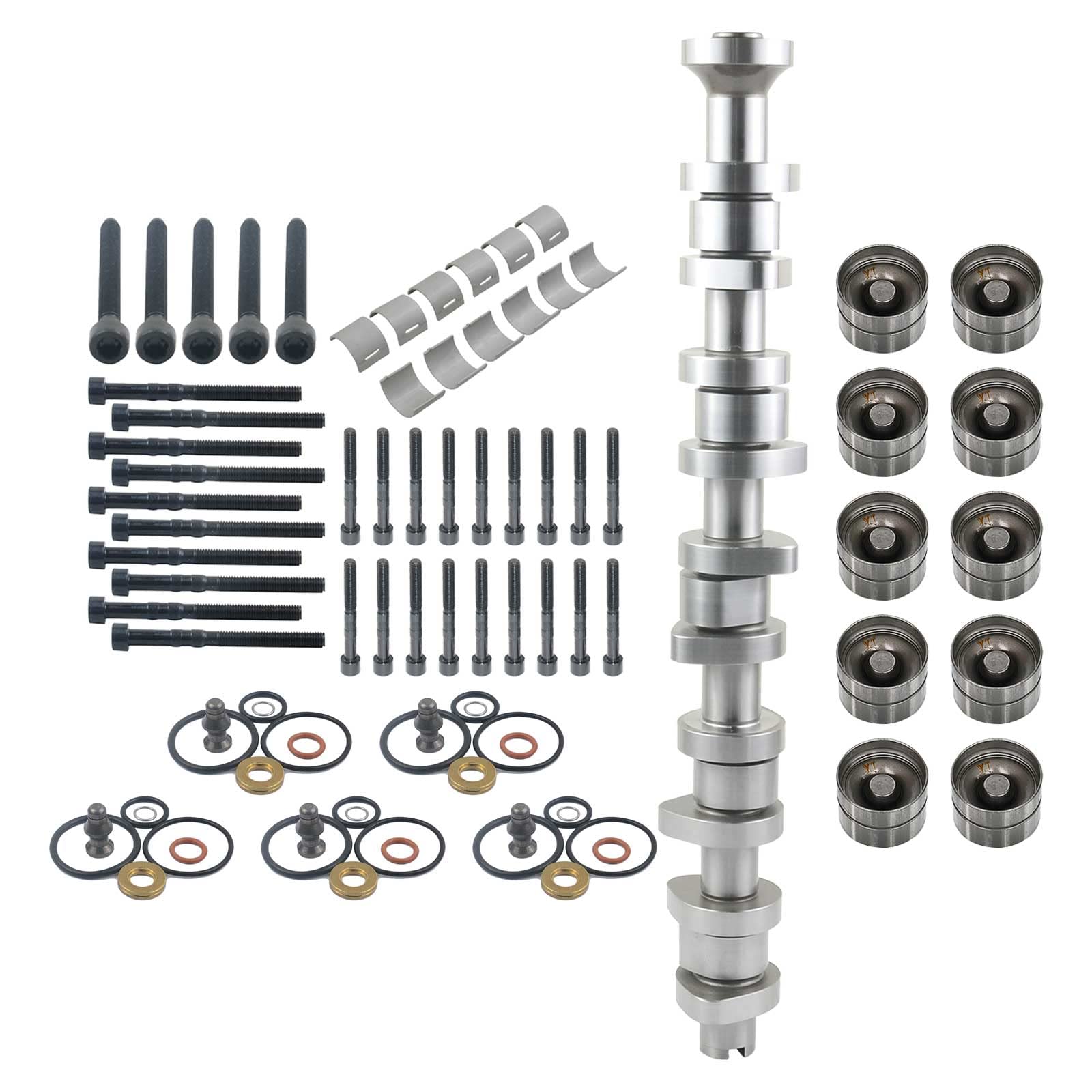 Niceke Juego de árbol de levas + 10× Elevadores de válvulas hidráulicas 038109309A 070109101Q 2.5 R5 TDI Compatible con BNZ BPC BPD BPE