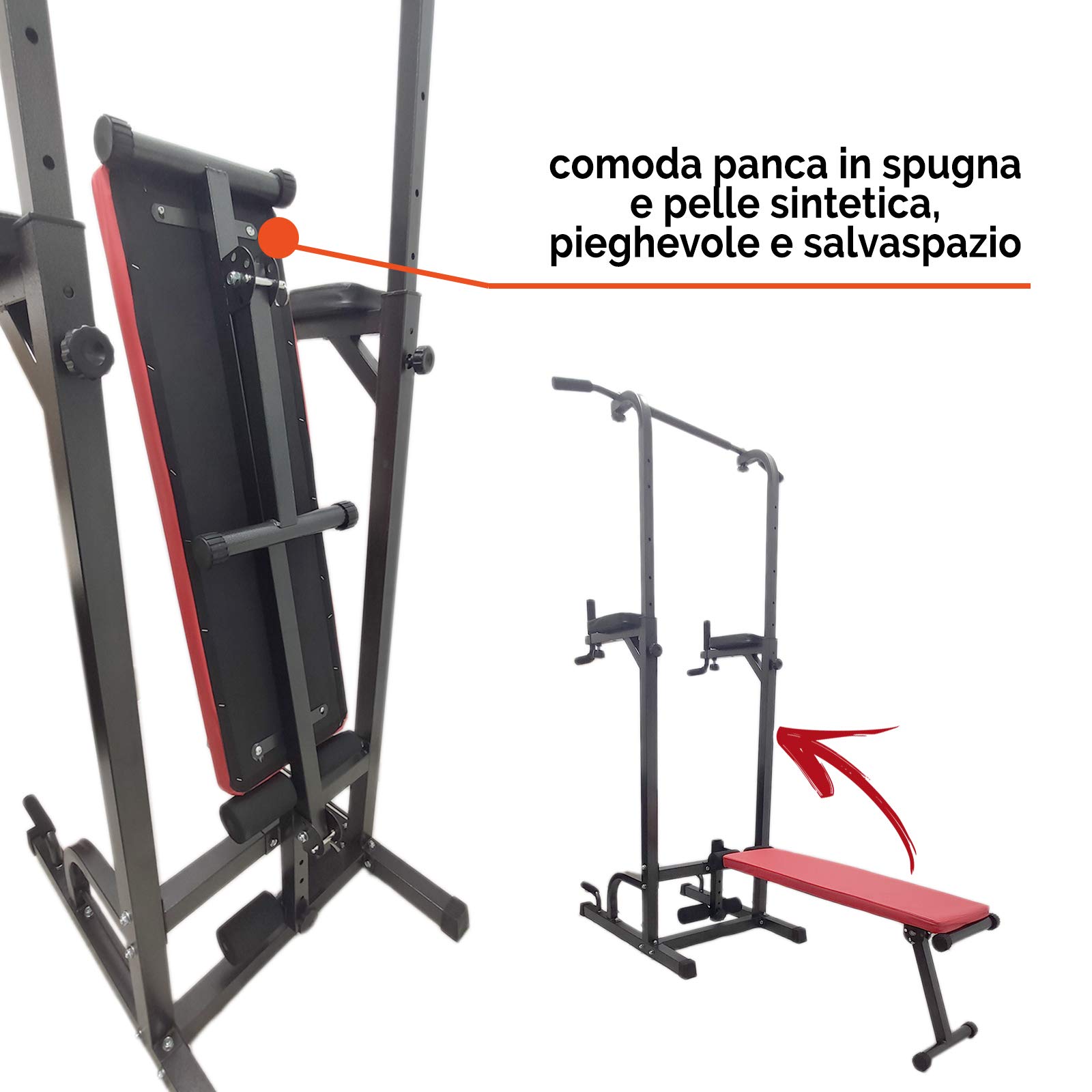 Attrezzatura Multifunzionale Home Fitness Equipment --- Power Tower Dip Bar / Macchina Crunch Compatto Multifunzione Wonder TB Tonic Smart / Total Power Body Crunch Pump Display Computerino Home Fitness Trainer per Addominali pettorali bicipiti Gambe Glut