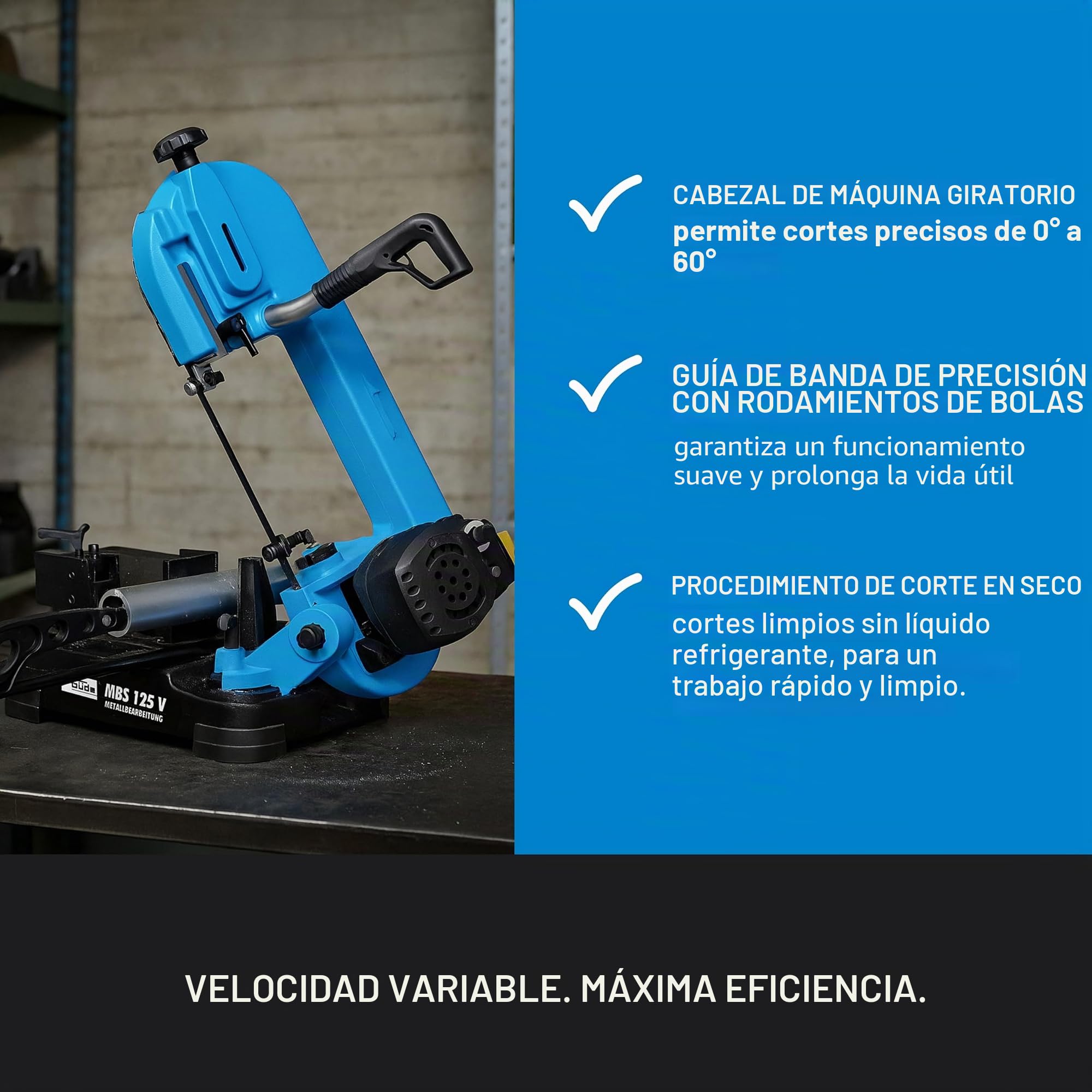 Güde MBS Sierra de cinta de metal 125 V – Potencia Motor 400 W