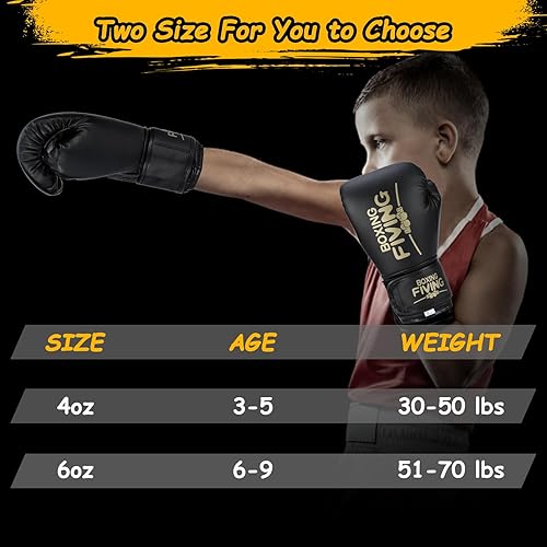 Miniatura 4 de Guante de boxeo para niños, 4 onzas, 6 onzas, guantes de entrenamiento para jóvenes, niños y niñas, para saco de boxeo, kickboxing, Muay Thai, MMA,