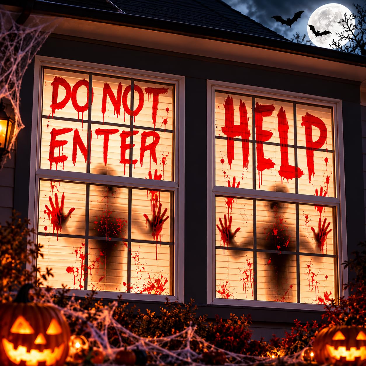 Giant Bloody Halloween Window Clings - Spooky Decor -4