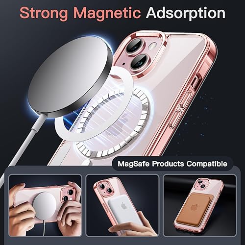Miniatura 3 de JETech Funda magnética para iPhone 15 de 6.1 pulgadas, compatible con carga inalámbrica MagSafe, a prueba de golpes, parte trasera transparente