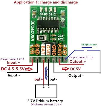 Taidacent 5V 2A Charge Discharge Module Lithium Battery Charger Protection Board 3.7V 4.2V 18650 LED Charge and Discharge Boost Power Integrated Module DD06CVSA