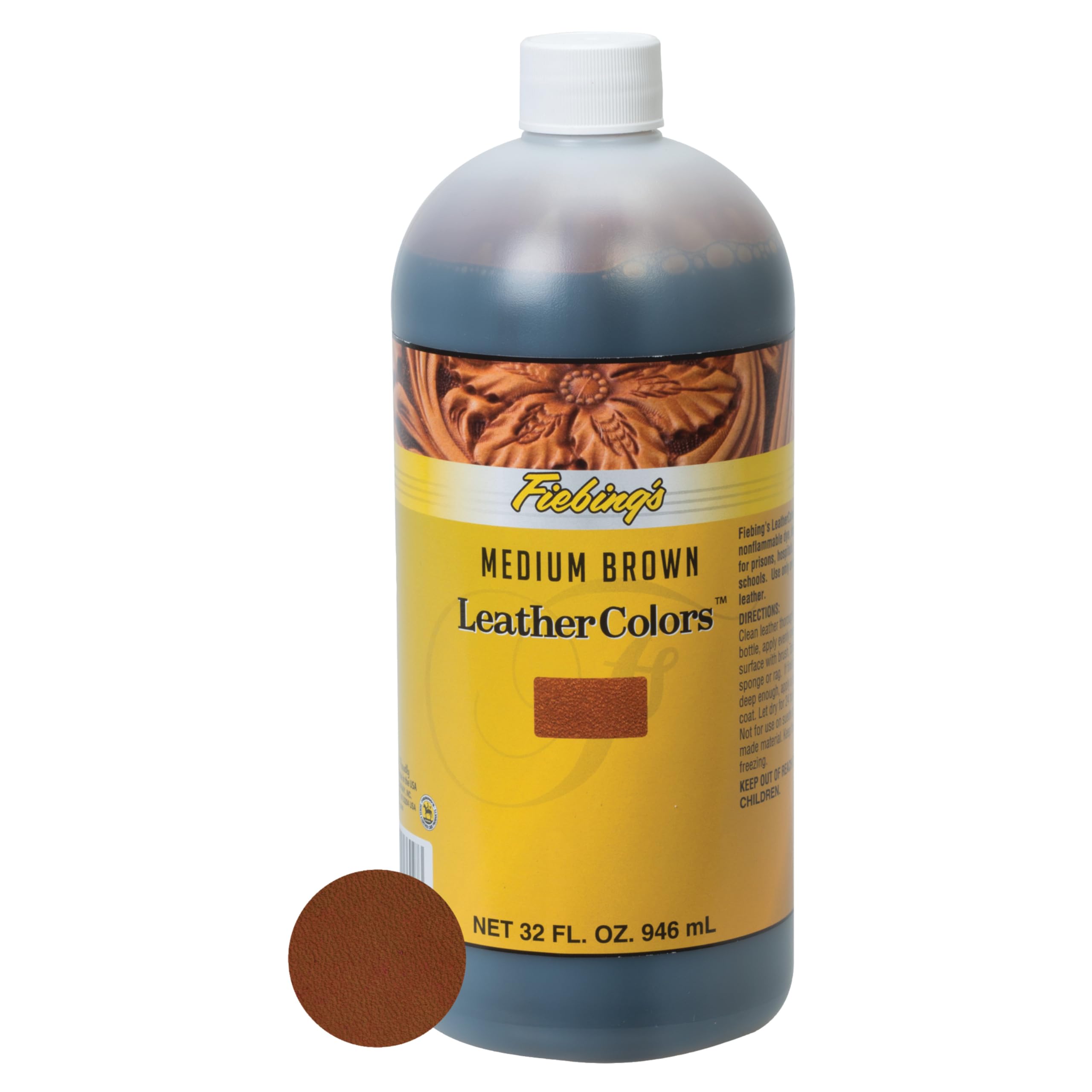 Fiebing's LeatherColors 4oz - Water Based Penetrating & Permanent Leather Dye for Shoes, Boots, Belts, Bags, Furniture