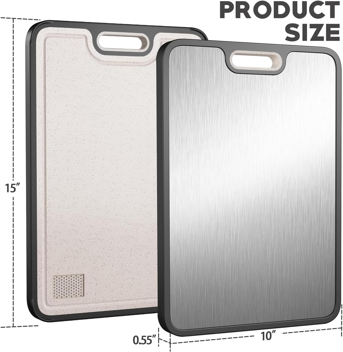 Titanium Cutting Board for Kitchen – Large Double-Sided Food Grade Boards, 16”×11” Pure Titanium & Wheat Straw, Dishwasher Safe, Easy to Clean for Meat, Vegetables & Fruits