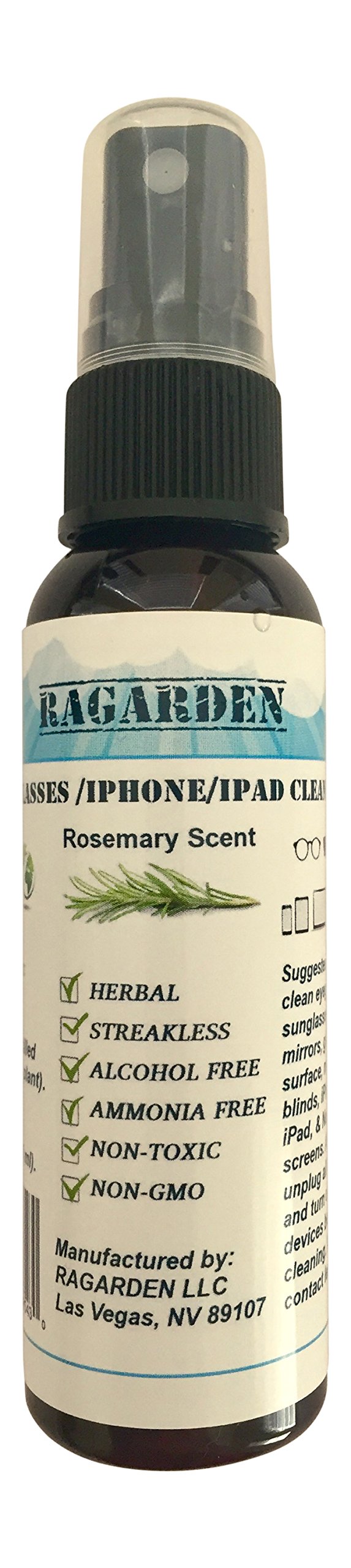 RAGARDENEyeglasses/iPhone/iPad Cleaner. Rosemary Floral Water. 2 oz Spray Bottle.