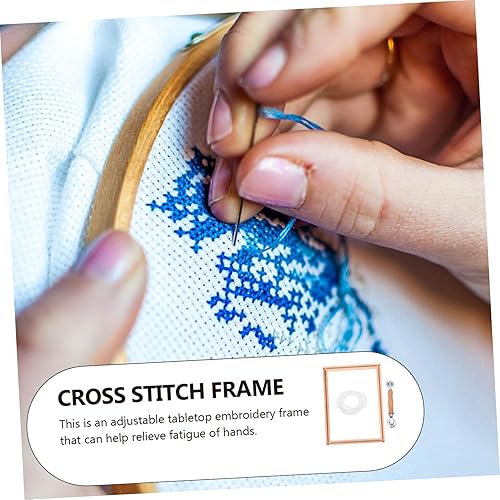 Miniatura 9 de EXCEART Equipo robusto portátil elegante del bordado del soporte del marco de la puntada de cruz del marco de la costura de madera