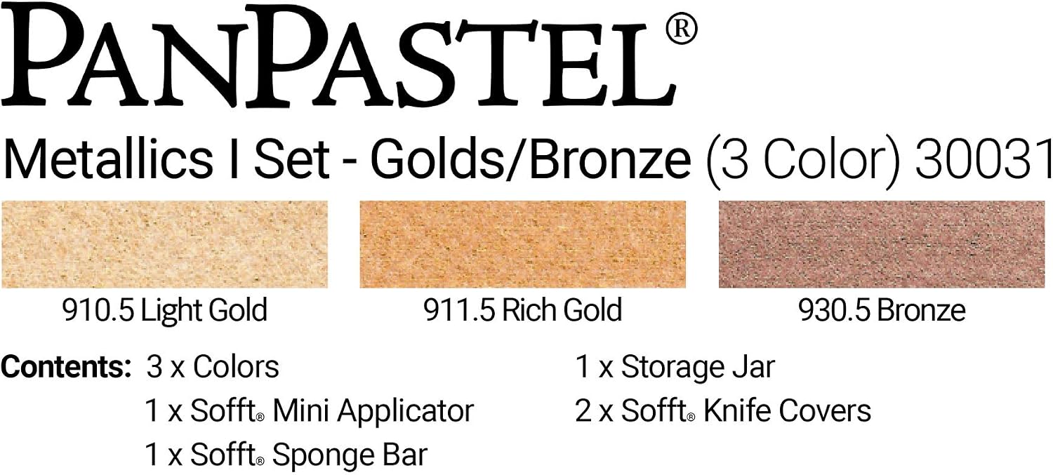 PanPastel Artist Pastels by GOLDEN, Metallics Set, 3 Color, Professional Artist Pastels, Unique Pan Format (cake-like)