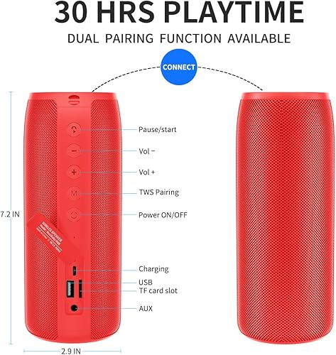 Miniatura 5 de Altavoz Bluetooth, altavoces MusiBaby M88, doble emparejamiento, Bluetooth 5.3, sonido estéreo fuerte, graves en auge, tiempo de reproducción de 30