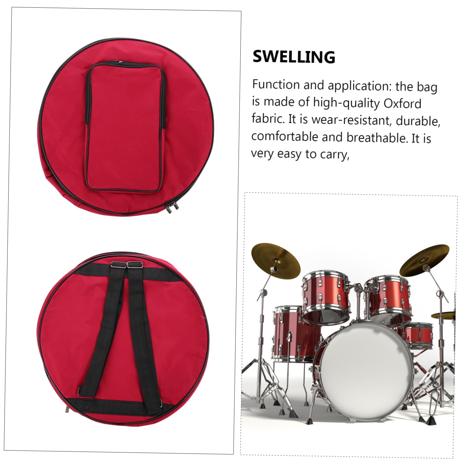 BESPORTBLE Portable Padded Snare Drum Bag Case with Shoulder Strap and External Pocket for and Transport Durable Design for Gigs and Marching Band