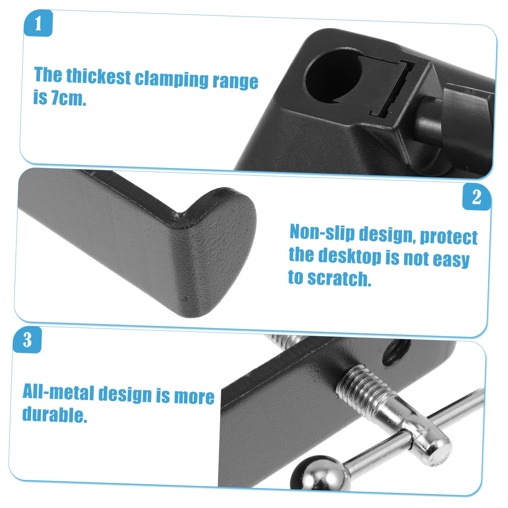 BESPORTBLE 1Pc Heavy Duty Microphone Stand Holder Clamp Sturdy Iron Base for Secure Mounting for Studios Broadcasts and Home Use Compatible with Microphones Black