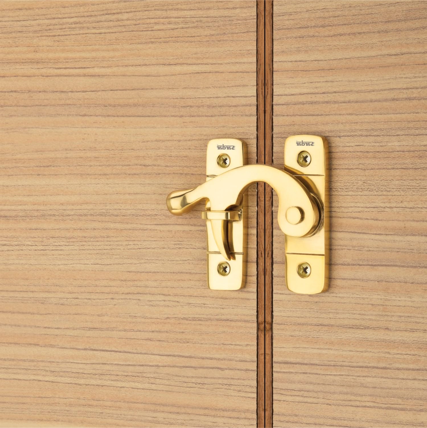 Sardar DL-05 Brass Flip Latch| Double Door Lock Hardware|Safety Door Latch Lock| Heavy Duty Door Stopper (Gold Left)