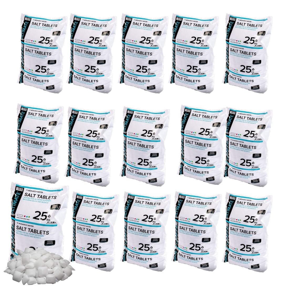 Monarch Water Monarch Ultimate Water Softener Salt Tablets X 25Kg Bags - Food Grade Salt Size 15