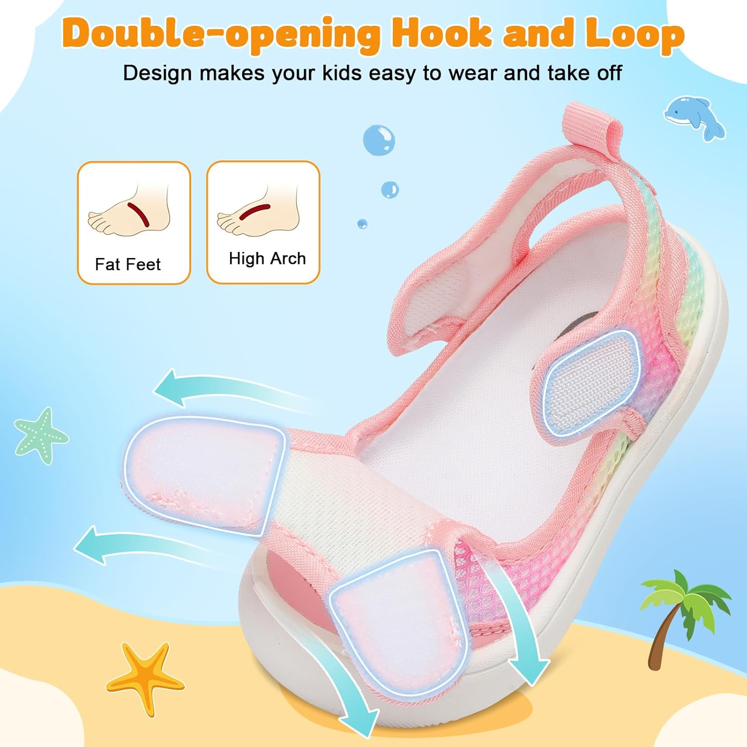 JOINFREE Baby Water Shoes Toddler Boys Girls Wide Sandals Barefoot Swim Shoes Quick-Dry Breathable Summer Outdoor Sports Shoe for Beach Pool Aqua Walking Sandals - Image 5