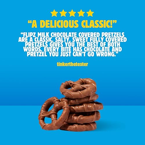 Miniatura 10 de Flipz Pretzels cubiertos de chocolate con leche (5 onzas, paquete de 6), perfecto bocadillo dulce, salado y crujiente para adultos y niños