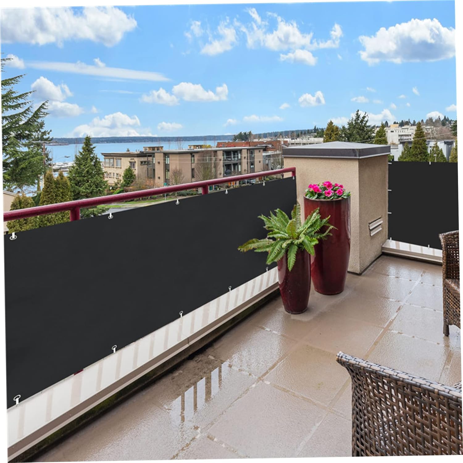 Garneck Privacy Screen Fence Balcony Cover Uv Blocking Shade Weatherproof Oxford for Outdoor Use