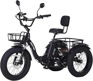 Narrak Electric Tricycle for Adults: Fat Tire Folding 3-Wheel E-Trike, 1350W Peak Power, 50-Mile Range, Step-Thru Frame & Large Basket
