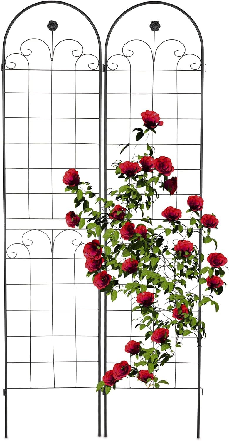 Nutech Impex Set of 2 Metal Garden Trellis – 220 x 50 cm, Freestanding Plant Support Frame for Climbing Vines, Flowers & Vegetables, Rustproof Outdoor Black Trellis for Garden & Pots-image-30