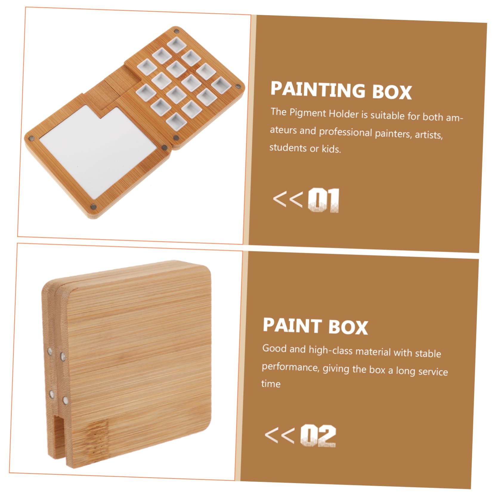 NUOBESTY 3stücke Holzkasten Für Wasserfarben Handgefertigte Palette Mit Fächern Und Lagern Von Aquarellpigmenten Tragbar Für Künstler Und Schüler