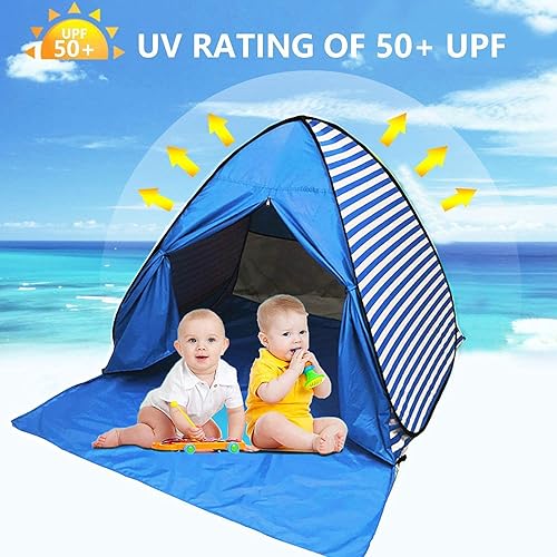 Miniatura 2 de Tienda de campaña de playa desplegable con protección solar UPF 50+, toldo cabaña para 2-3 personas para adultos, bebés, niños, actividades al aire