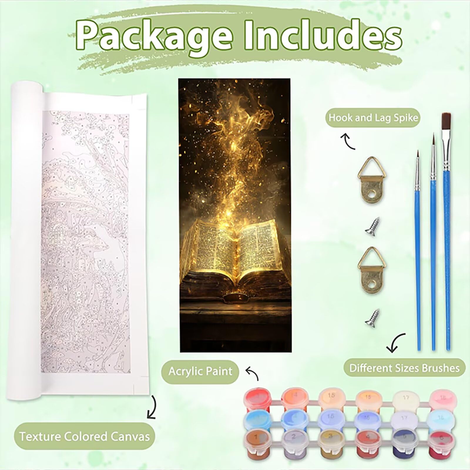 Malen Nach Zahlen 50x150cm Leinwand Feuer Malen Nach Zahlen Erwachsene mit Ohne Rahmen, DIY Kreativ Set für Erwachsene mit Pinseln und Acrylfarbe, Deko Das Zauberbuch Landschaft Geschenk, P0M-833