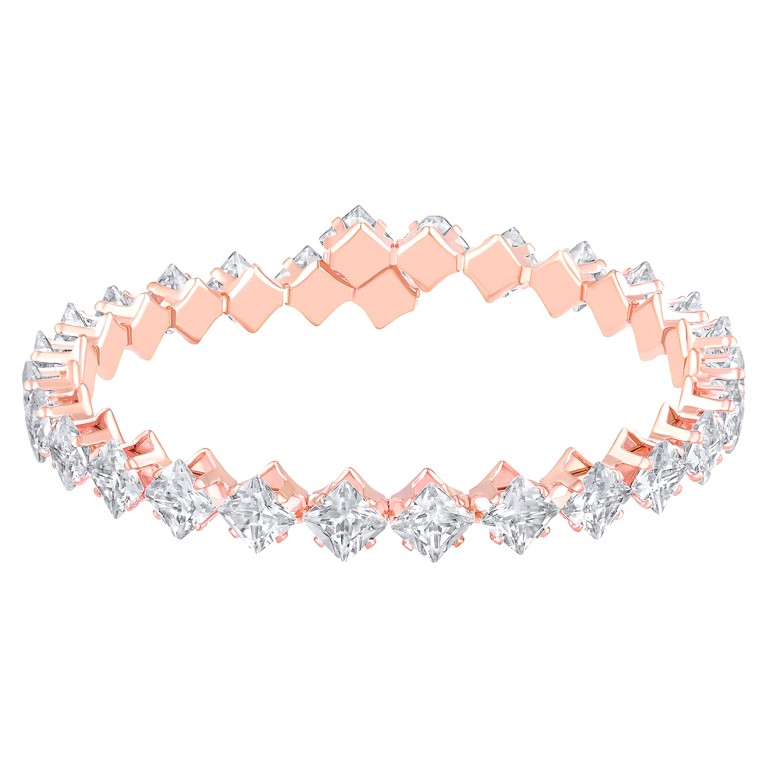 Rose Plated CZ Studed Bajuband (BBR1101016ZWhi)
