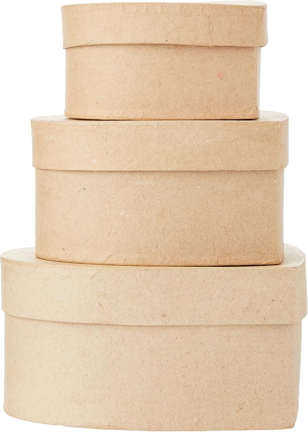 Creativ 263760 10+12 5+15 cm 3 Assorted Papier Mache Heart Boxes, Brown