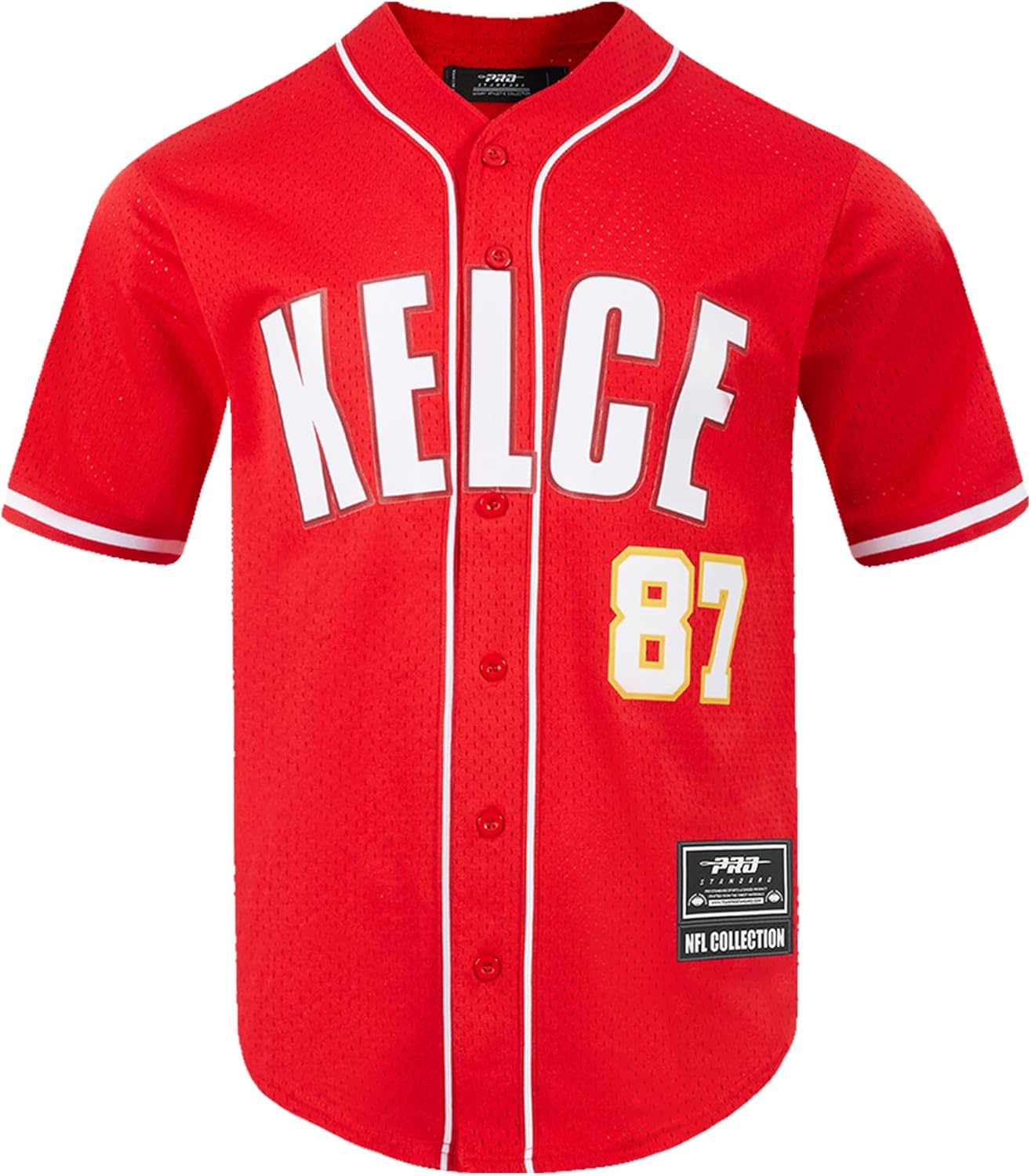 Pro Standard Men's Travis Kelce Red Kansas City Chiefs Mesh Button-Up Baseball Jersey