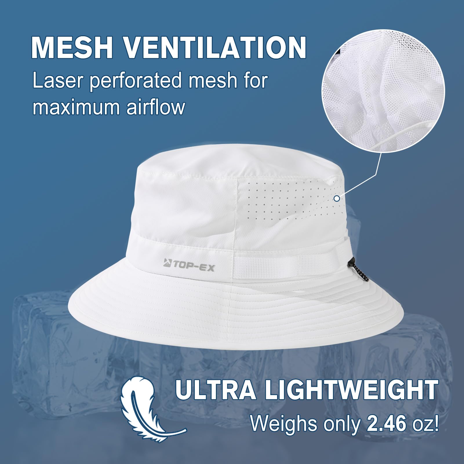 TOP-EX Cappello da sole unisex UPF 50, con fascia per il sudore fresca al tatto, per l'estate all'aperto, leggero e traspirante, ad asciugatura rapida e pieghevole, antivento e regolabile, 57-66 cm