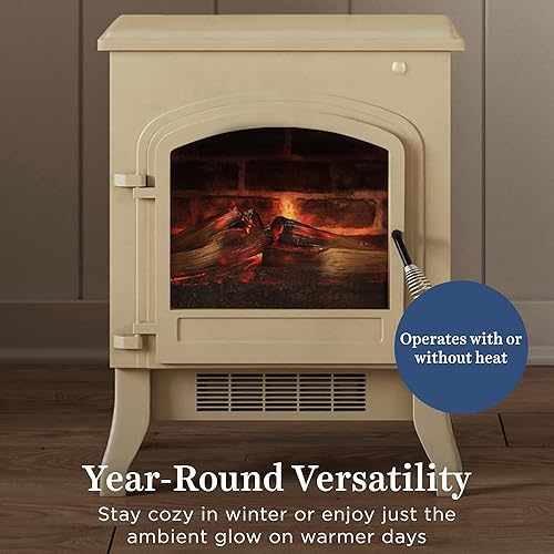 Miniatura 4 de Country Living Calentador eléctrico de chimenea independiente infrarrojo de 18 pulgadas en color crema  Proporciona calor de zona suplementaria con