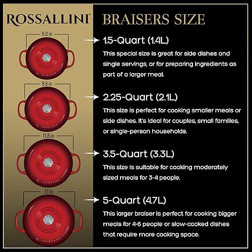 Miniatura 5 de Signature - Estofador de hierro fundido esmaltado, olla antiadherente con tapa de ajuste ajustada para asar perfectos, hornear, saltear, sellar y