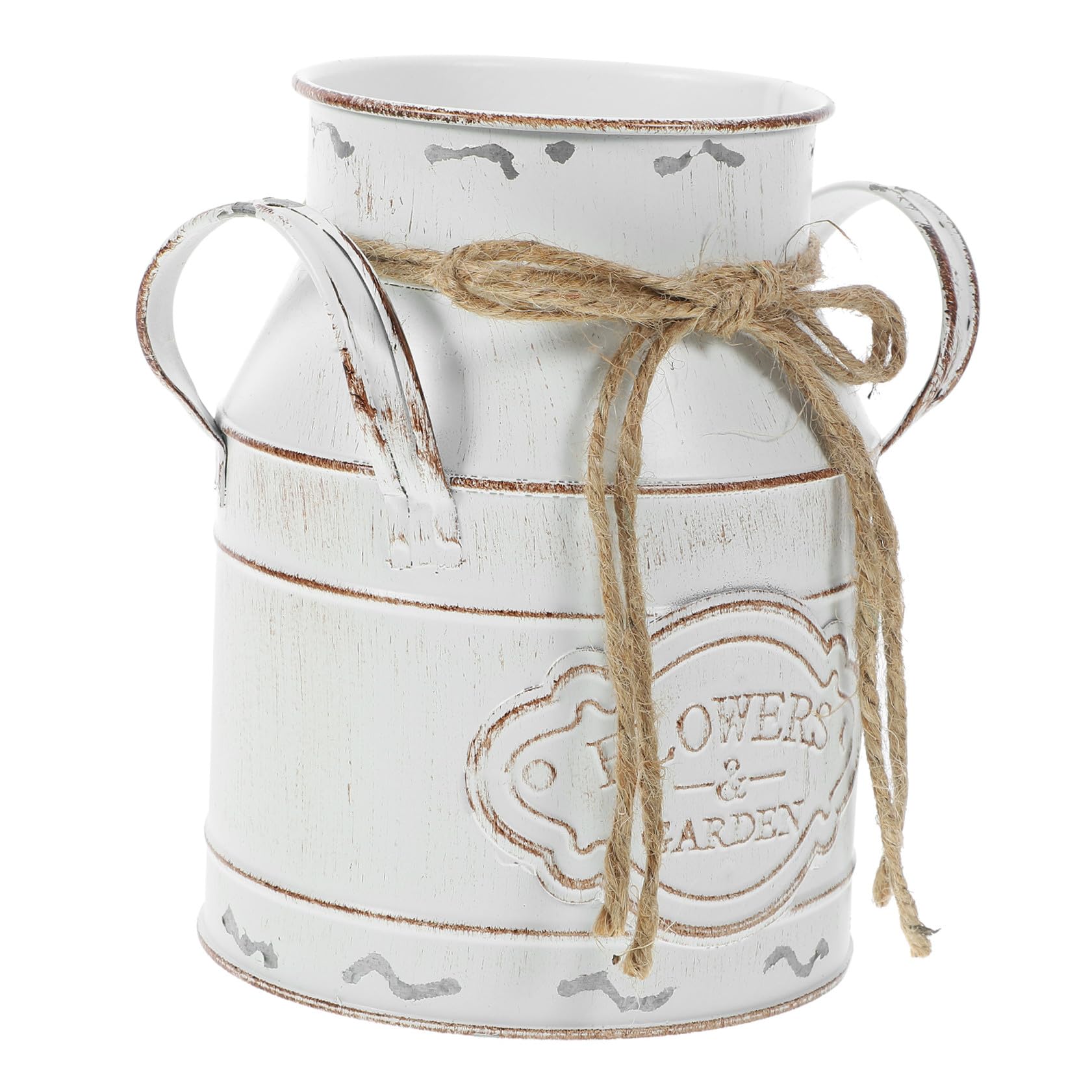 Vase métallique rond robuste et élégant pot de fleur fer rétro