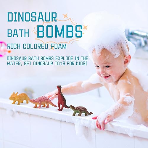 Miniatura 6 de Bombas de baño para niños con sorpresa en el interior, baño de burbujas para niños de Pascua, paquete de 12 bombas de baño de huevos de dinosaurio