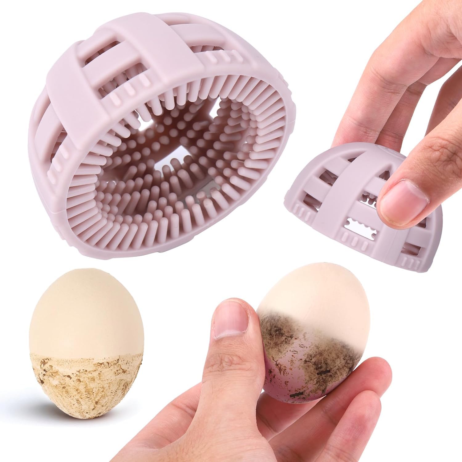 KITHELPEgg Brush Cleaner, Silicone Egg Cleaner for Fresh Eggs, Soft Egg Washer Rotary Egg Washer Reusable and Easy to Clean Egg Washing Brush for Egg Duck Egg Goose Egg (1, Violet)
